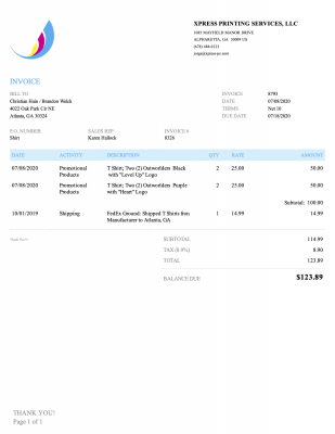 Invoice 8793 from XPRESS PRINTING SERVICES LLC.png
